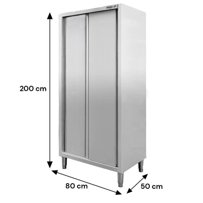 Dulap gastronomic de trecere 2 usi 80x50x200 cm inox - 0