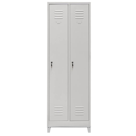 Dulap vestiar BHP cu baza cu picioare 2 usi cu compartimente S-60 cm gri