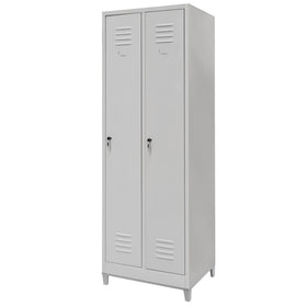 Dulap vestiar BHP cu baza cu picioare 2 usi cu compartimente S-60 cm gri - 0