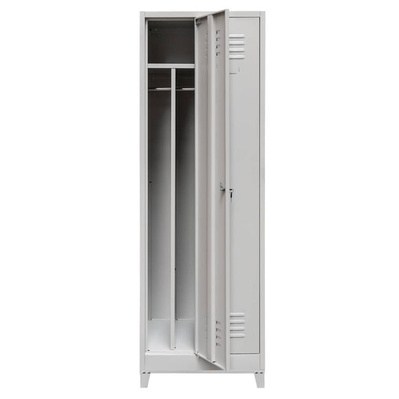 Dulap vestiar BHP cu baza cu picioare 2 usi cu compartimente S-60 cm gri