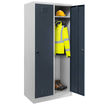 Dulap BHP vestiar 2 usi S-80 cm gri/front grafit - 0