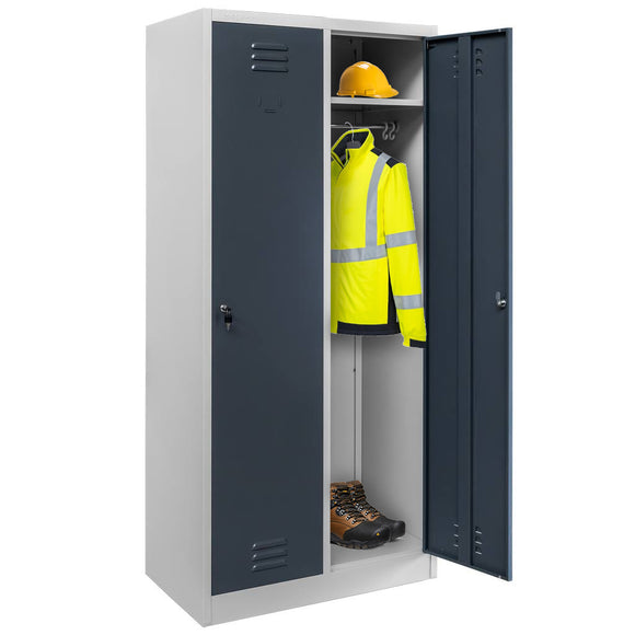 Dulap BHP vestiar 2 usi S-80 cm gri/front grafit