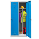Dulap vestiar BHP 2 usi cu compartimente S-80 cm gri/albastru front-4