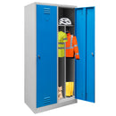 Dulap vestiar BHP 2 usi cu compartimente S-80 cm gri/albastru front-5