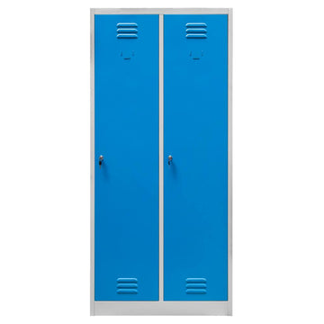 Dulap vestiar BHP 2 usi cu compartimente S-80 cm gri/albastru front