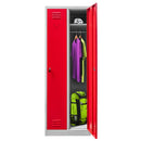 Dulap BHP pentru imbracaminte 2 usi S-60 cm gri/front rosu-1