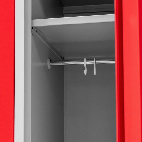 Dulap BHP pentru imbracaminte 2 usi S-60 cm gri/front rosu
