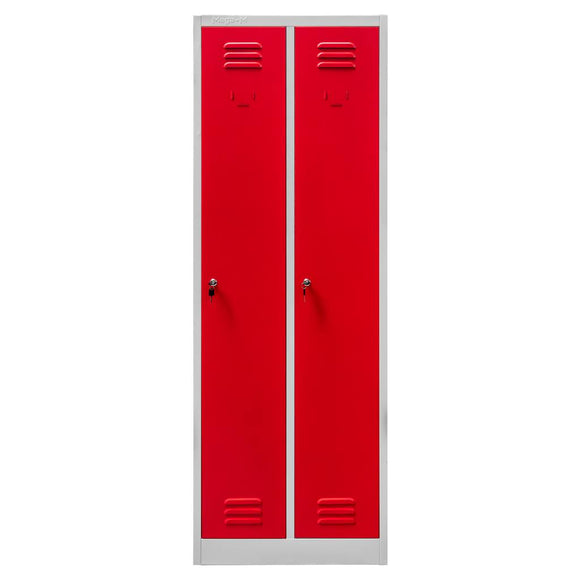 Dulap BHP pentru imbracaminte 2 usi S-60 cm gri/front rosu