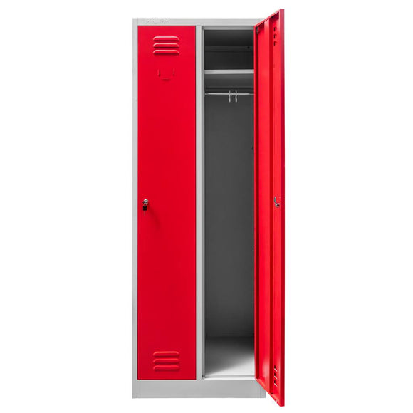 Dulap BHP pentru imbracaminte 2 usi S-60 cm gri/front rosu