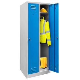 Dulap BHP pentru haine 2 usi S-60 cm gri/fata albastra - 0