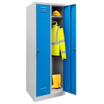 Dulap BHP pentru haine 2 usi S-60 cm gri/fata albastra - 0