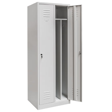 Dulap vestiar BHP 2 usi cu compartimente S-60 cm gri