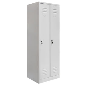 Dulap vestiar BHP 2 usi cu compartimente S-60 cm gri - 0