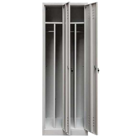 Dulap vestiar BHP 2 usi cu compartimente S-60 cm gri