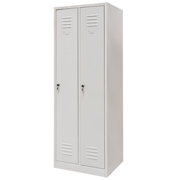 Dulap vestiar BHP 2 usi cu compartimente S-60 cm gri