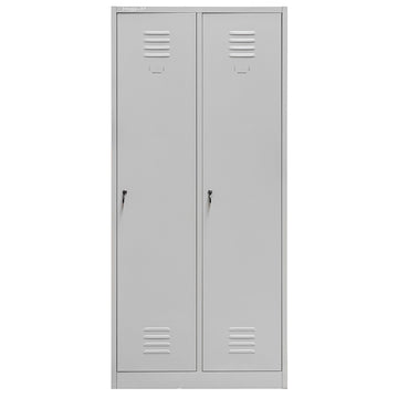 Dulap BHP pentru haine angajati 2 usi cu compartimente S-80 cm gri