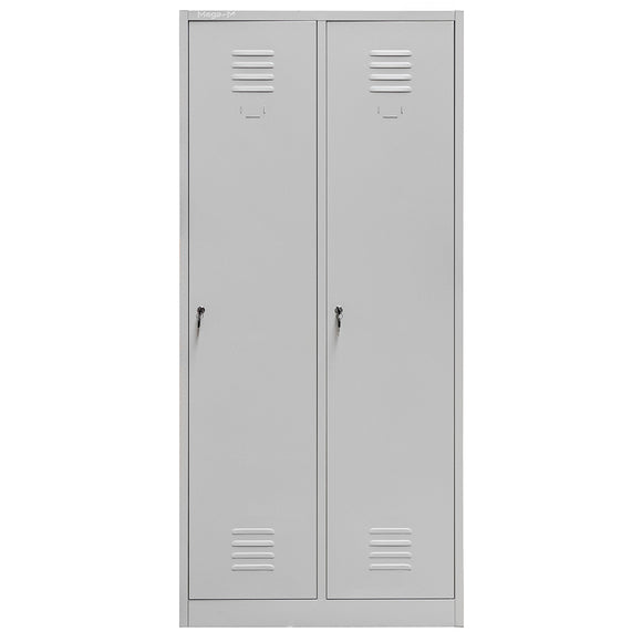 Dulap BHP pentru haine angajati 2 usi cu compartimente S-80 cm gri