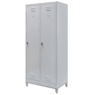Dulap BHP pentru haine pe baza cu picioare, pentru personal, 2 usi S-80 cm gri