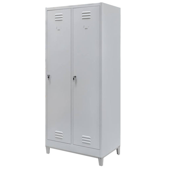 Dulap BHP pentru haine pe baza cu picioare, pentru personal, 2 usi S-80 cm gri