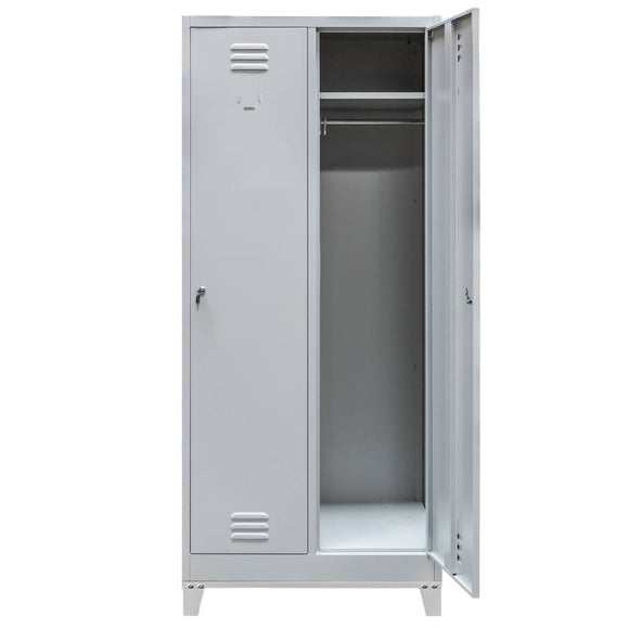 Dulap BHP pentru haine pe baza cu picioare, pentru personal, 2 usi S-80 cm gri