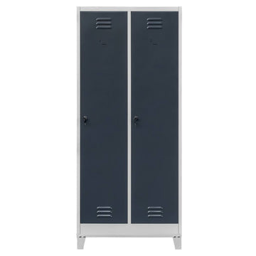 Dulap vestiar BHP cu baza pe picioare 2 usi S-80 cm gri/fata grafit