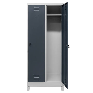 Dulap vestiar BHP cu baza pe picioare 2 usi S-80 cm gri/fata grafit - 0