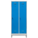 Dulap vestiar BHP cu picioare, 2 usi, cu compartimente, S-80 cm, gri/albastru front-1