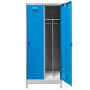 Dulap vestiar BHP cu picioare, 2 usi, cu compartimente, S-80 cm, gri/albastru front-3