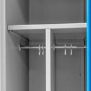 Dulap vestiar BHP cu picioare, 2 usi, cu compartimente, S-80 cm, gri/albastru front-4