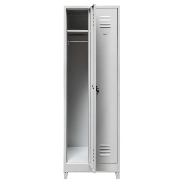 Dulap vestiar BHP pe baza cu picioare 2 usi S-60 cm gri