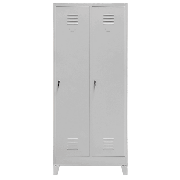 Dulap vestiar BHP cu picioare 2 usi cu compartimente S-80 cm gri