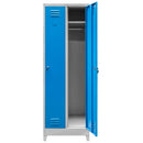 Dulap vestiar BHP pe baza cu picioare 2 usi S-60 cm gri/albastru front-3