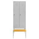 Dulap BHP vestiar pe baza cu bancuta extensibila 2 usi cu compartimente S-80 cm gri-1
