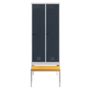 Dulap vestiar BHP S 80 cm 2 usi cu baza si bancheta culisanta gri/fata grafit-1