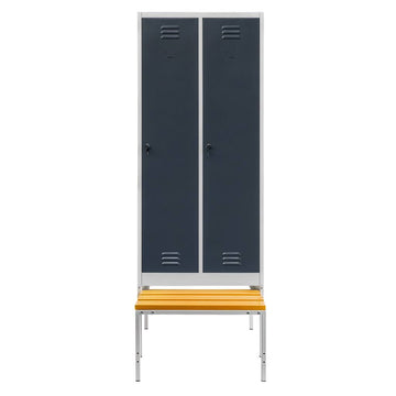 Dulap vestiar BHP S 80 cm 2 usi cu baza si bancheta culisanta gri/fata grafit