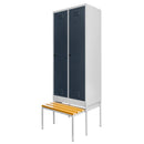 Dulap vestiar BHP S 80 cm 2 usi cu baza si bancheta culisanta gri/fata grafit-3
