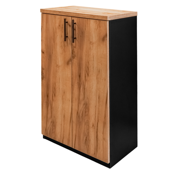 Dulap de birou pentru biblioraft Mega-M MPP001559 negru front stejar kraft - vedere principala