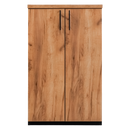 Dulap de birou pentru biblioraft Mega-M MPP001559 negru front stejar kraft - usi rabatabile deschise