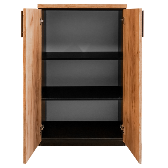 Dulap de birou pentru biblioraft Mega-M MPP001559 negru front stejar kraft - detaliu manere metalice