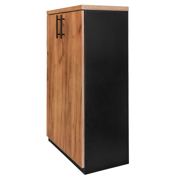 Dulap de birou pentru biblioraft Mega-M MPP001559 negru front stejar kraft - vedere laterala