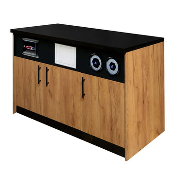Dulap sub espressor cafea Mega-M 154x60x92 cm stejar kraft, vedere frontala cu blat de lucru
