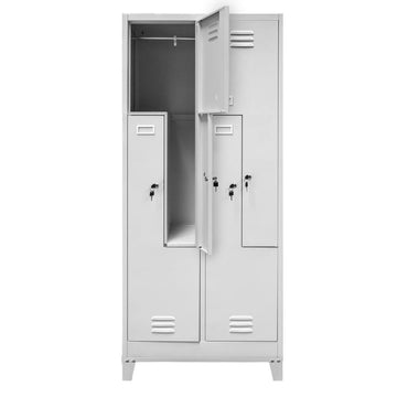 Dulap vestiar BHP pe baza cu picioare pentru angajati 4 usi tip L S-80 cm gri - 0