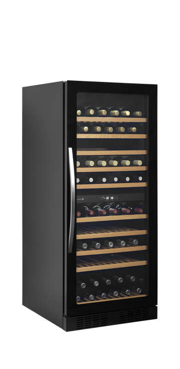 Vitrina racitor vin negru TFW400-2F vedere laterala Tefcold – vitrina racitor vin cu zone de temperatura separate pentru restaurant si wine bar