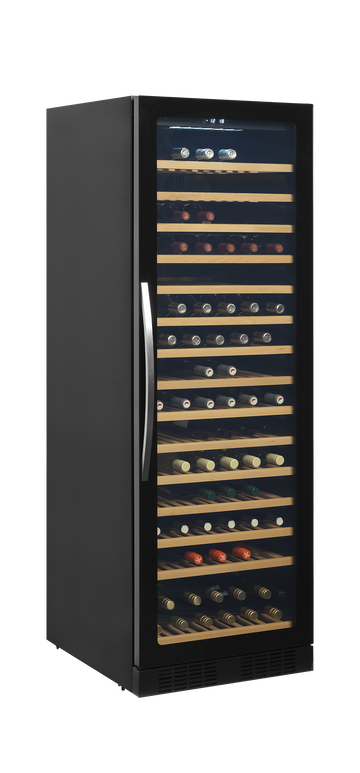Vitrina racitor vin negru TFW400-2 vedere laterala Tefcold – vitrina racitor vin cu zone de temperatura separate pentru restaurant si wine bar