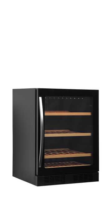 Vitrina racitor vin negru TFW170-2F, 141 l, +5/+18C Tefcold – vitrina racitor vin cu zone de temperatura separate pentru restaurant si wine bar