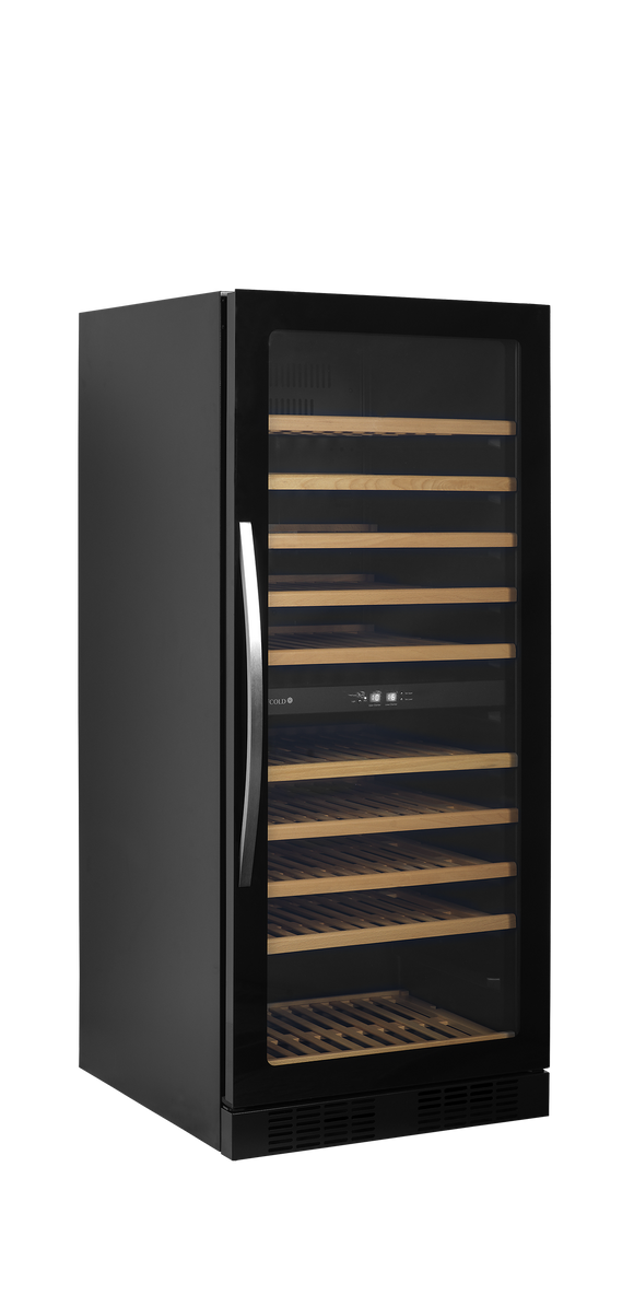 Vitrina racitor vin negru TFW400-2F, 250 l, +5/+18C, 1 usa Tefcold – vitrina racitor vin cu zone de temperatura separate pentru restaurant si wine bar