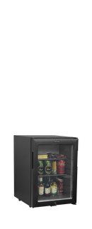 Minibar hotel absorbtie usa sticla TM35GA vedere laterala Tefcold – minibar hotel cu compresor sau absorbtie, silentios, pentru camere hotel si pensiuni