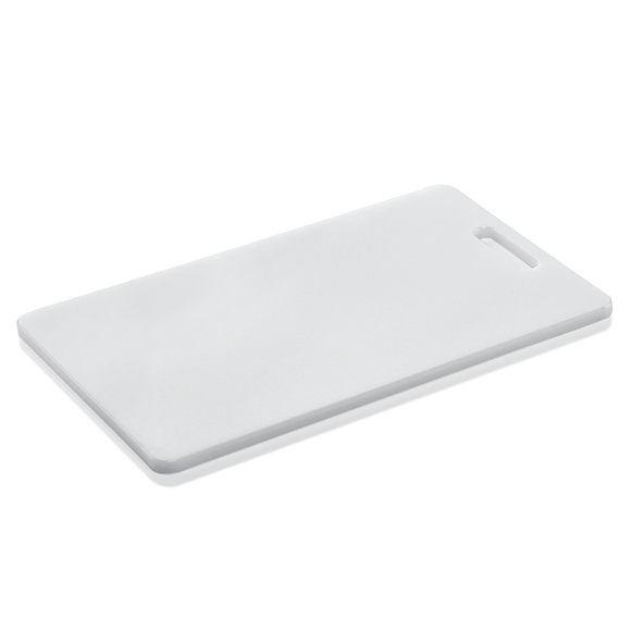 Tocator alb polietilena, 40x25cm, gosime 1,2 cm, conform HACCP, cu decupaj maner