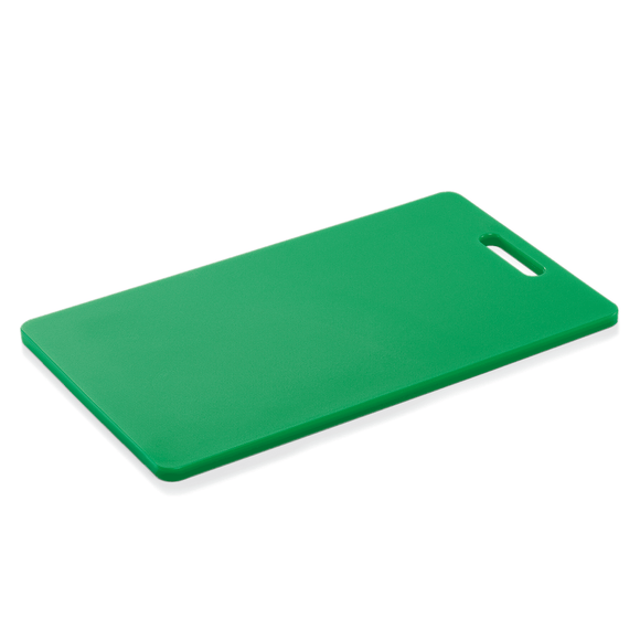 Tocator verd polietilena, 40x25cm, gosime 1,2 cm, conform HACCP, cu decupaj maner