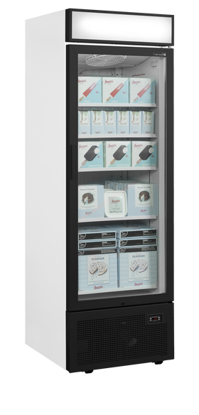 UFSC1450GCP NF-Otel vopsit alb, 440 l, -22 la -12, 1 usa din sticla incalzita cu inchidere automata, Ventilat, LED, 700 W, C